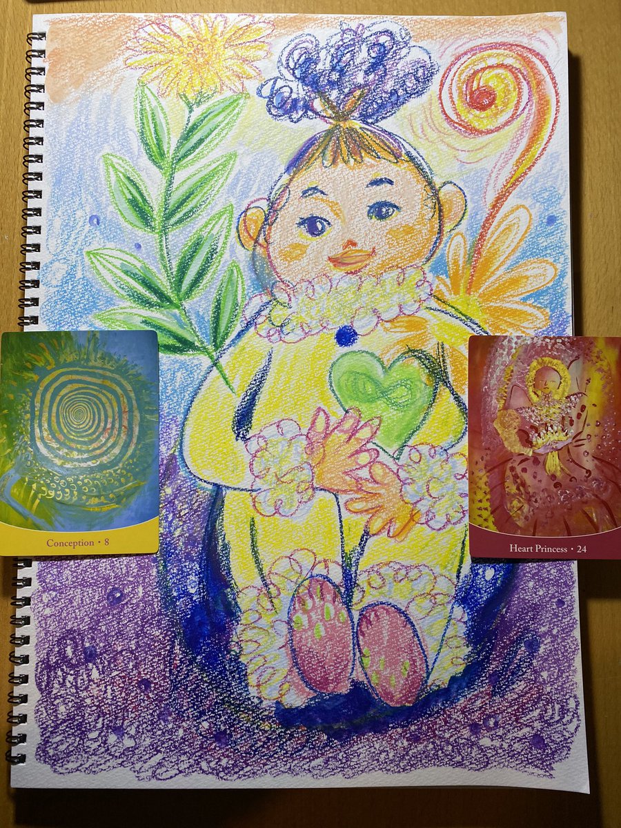 painterhatsu's tweet photo. 誕生日に自分の中に新たに生まれた赤ちゃんを描いた。楽しいことをいっぱいやって死ぬまで幸せに生きるんだ💓#直感アート　#ジェネシスアート　#genesisart #conception https://t.co/HL1HFC3NIO