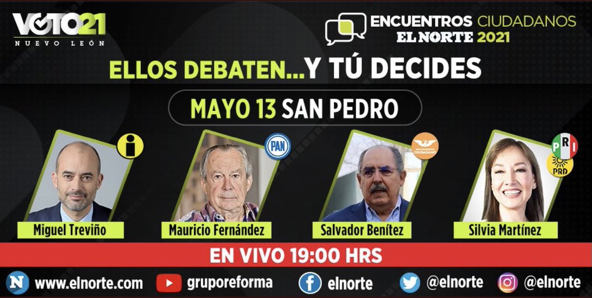 angelcharlsmty's tweet photo. En pleno momento de definiciones se vienen los #EncuentrosCiudadanos de @elnorte:
-Martes 11 de mayo #Mty
-Jueves 13 de mayo #SanPedro
-Martes 18 de mayo #Gubernatura
#Voto21 #ELNORTE #NL https://t.co/v7fPPcbYQc