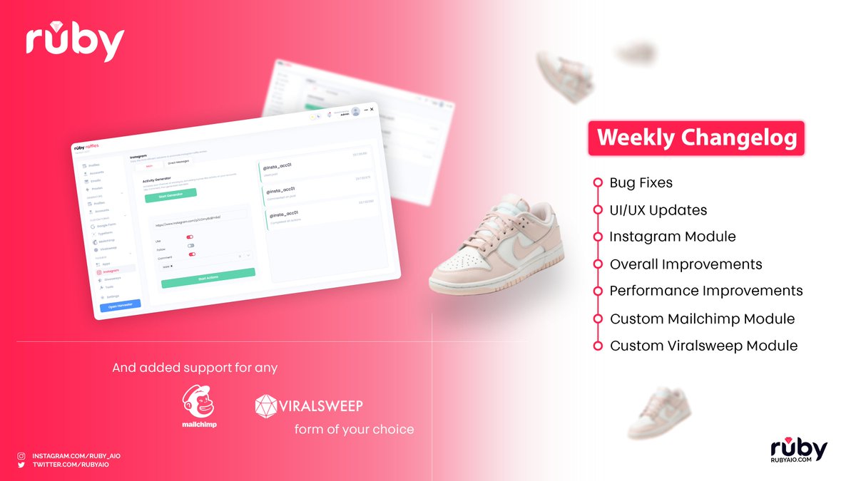 RubyAIO's tweet image. We are constantly adding value and listening to user input to keep providing the most efficient raffle AIO

This weeks changelog brings upgrades and a few huge additions to ensure user success.

Join Ruby 1.0 today: rubyaio.com