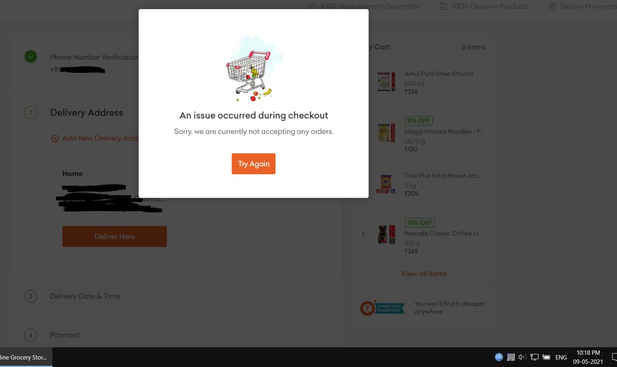 Rajfshaikh's tweet image. @Grofers Are you not accepting any orders? I tried placing one now for some essentials and got an error. Should I look for other options?

#grofers #unacceptableservice