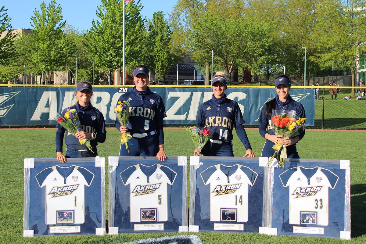 One additional photo of our <a href="/zipssb/">Akron Zips Softball</a> seniors Madison Carter, Jessie Holzman, Samantha Malik and Macky Mitchiner