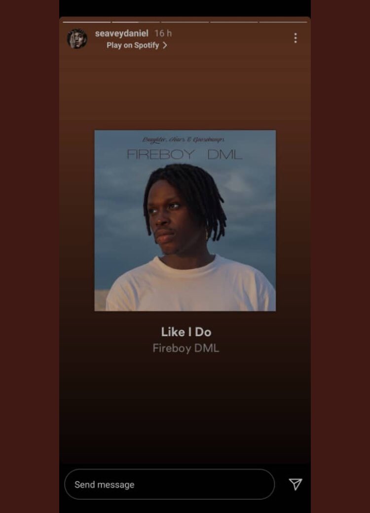 Liverpool superstar star Wijnaldumlisted “KING” off LTG in his music playlist , his team mate Van djik also gave Fireboy a shoutout and attested to the talent of Fireboy DML.US Artiste Seavey Daniel posted “like I do” off LTG on his insta story
