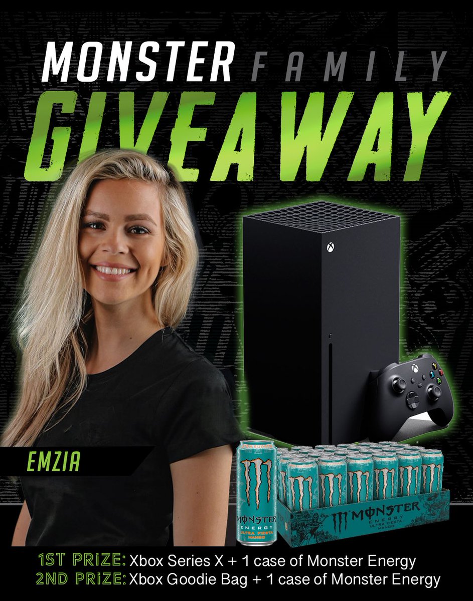 Emzia's tweet image. 💚Xbox &amp;amp; Monster Giveaway💚
 
Together with @Xbox and @MonsterEnergyNO I am doing an AWESOME giveaway!🤩🎮

All you have to do is:

• Like tweet
• Follow me
• Retweet
 
Winners announced 18th of May🎮🥳 
 
#MonsterEnergy #Xbox #Ad