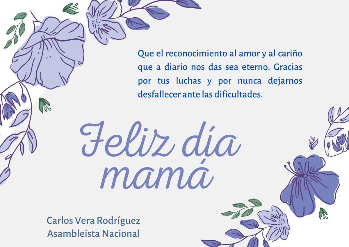 Que las bendiciones del Creador estén presentes en cada día de su vida. Felicidades a todas las mamitas ecuatorianas.