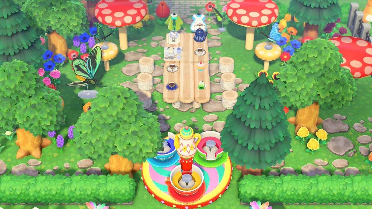 txteacher0's tweet photo. Alice in Wonderland’s Mad Hatter tea party #ACNH #animalcrossing #ACNHDesign https://t.co/lqNTXSXuAw