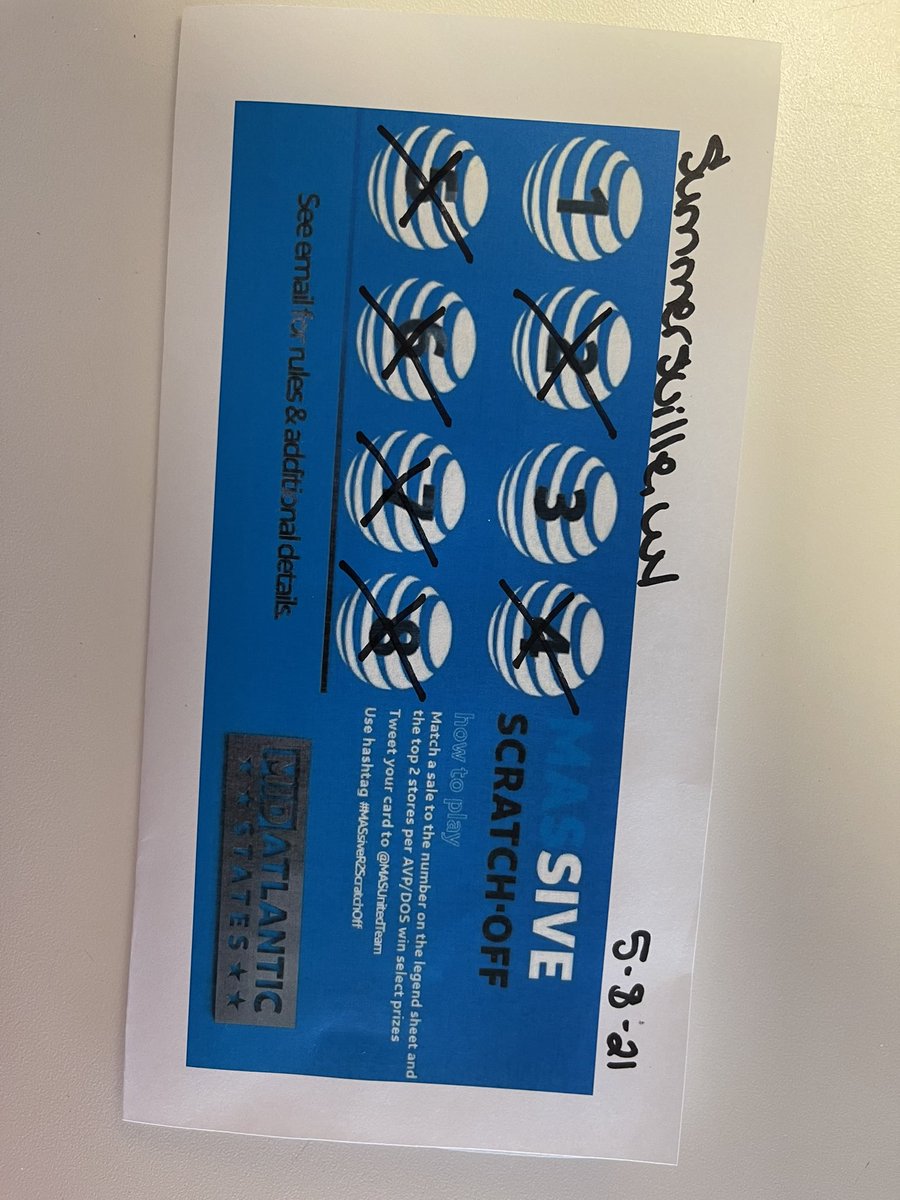 Day 2! #MASsiveR2Scratchoff
#Contest 
@MASunitedteam <a href="/chackm0n/">Chad Hackman</a> <a href="/DaleB1/">Dale S. Brown</a>