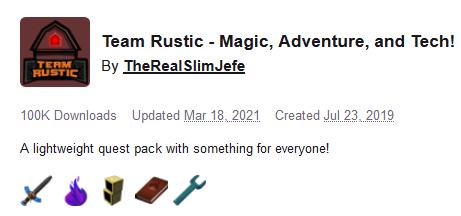 TeamRusticGG's tweet image. We hit 100k downloads on the modpack 🤯

Thank you all so much! Version 3.0 is still on schedule for May 15th with a brand new quest book, over a dozen new mods, and plenty of bug fixes!