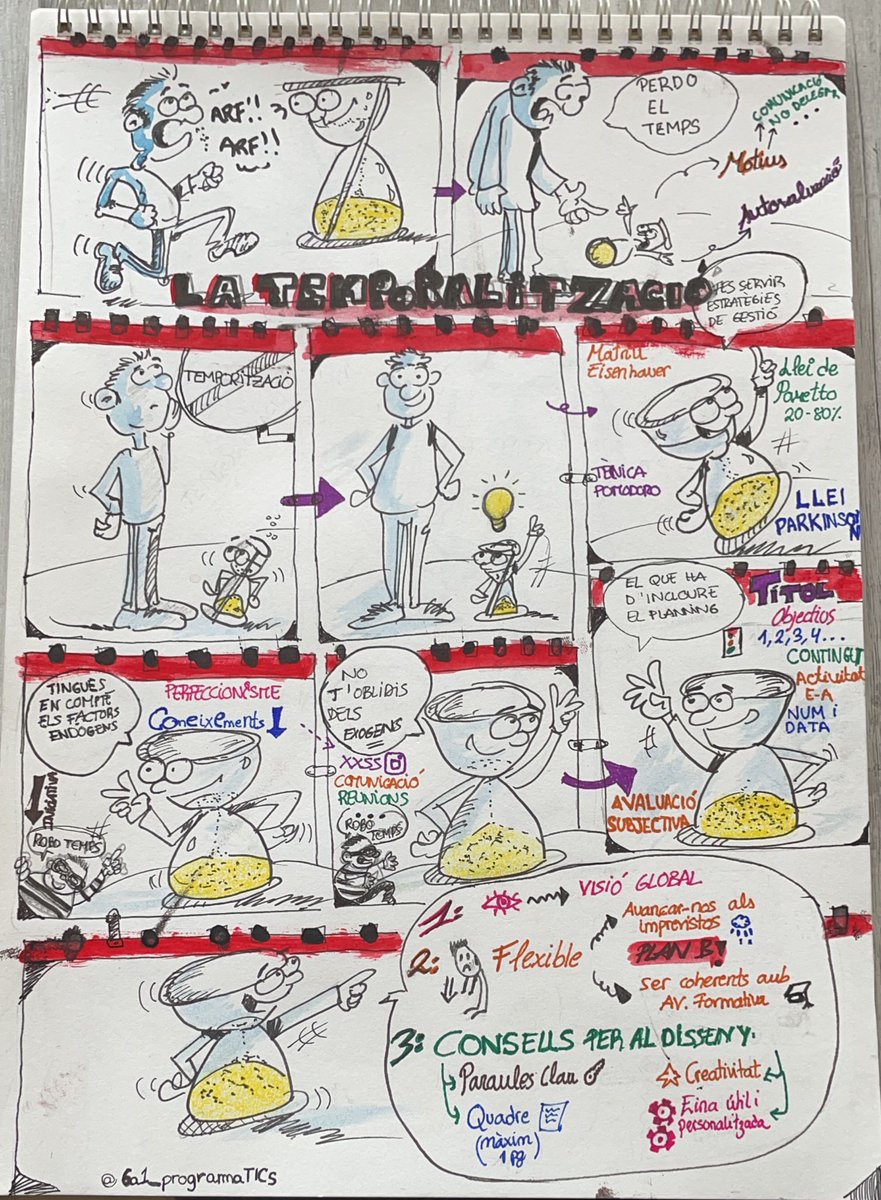 SProgramatic's tweet image. Bones‼️
Encarem la recta final del curs amb la presentació del repte 9⃣ del #TopProgram🤩
Aquests són els nostres Visual Thinking amb els que hem procurat resumir els punts clau de la TEMPORALITZACIÓ🗓️ i la gestió del temps⌛️, esperem que us agradin🙌🏽🎊
#PEAFE_2021