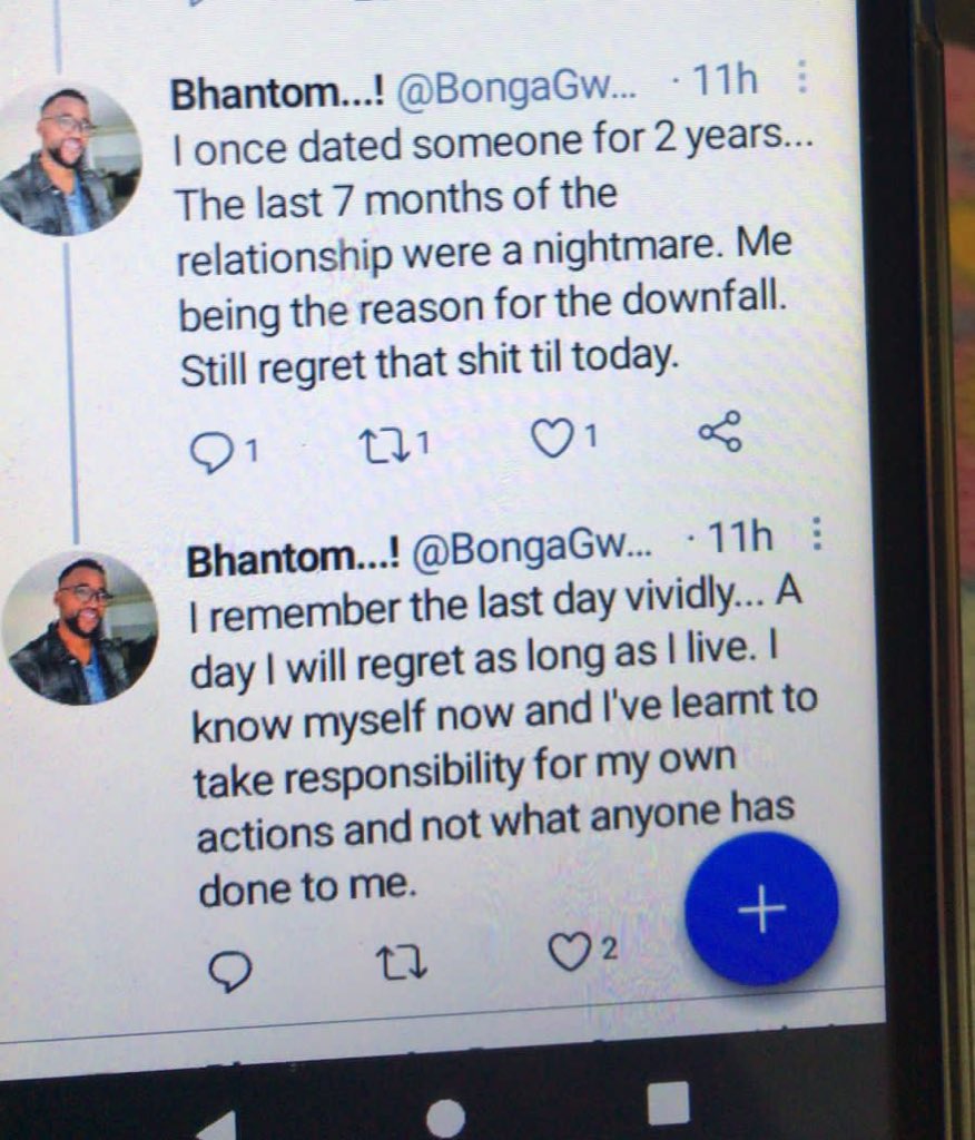 This day he got angry that I wanted to go to my friends because he was with his boys and I was bored. He said I came to PE to HIM not my friends. 4 of his guy friends watched him get aggressive with me in the car and did NOTHING. I begged one friend not to leave me and he did. 1  https://twitter.com/lundimali/status/1391430960617492482