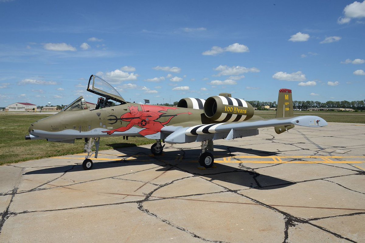 The next schemes are exclusive to the A-10 Thunderbolt Demo Team.This aircraft is painted in honor of the 100th Anniversary of the Red Devils of the 107th Fighter Squadron.