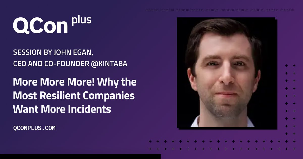 InfoQ's tweet image. Find out how companies of any scale can improve their ingestion of #understandability by lowering their barriers to incident reporting and simplifying their processes for documenting knowledge and distributing postmortems. Join @john3gan at #QConPlus: bit.ly/2R9N5ju