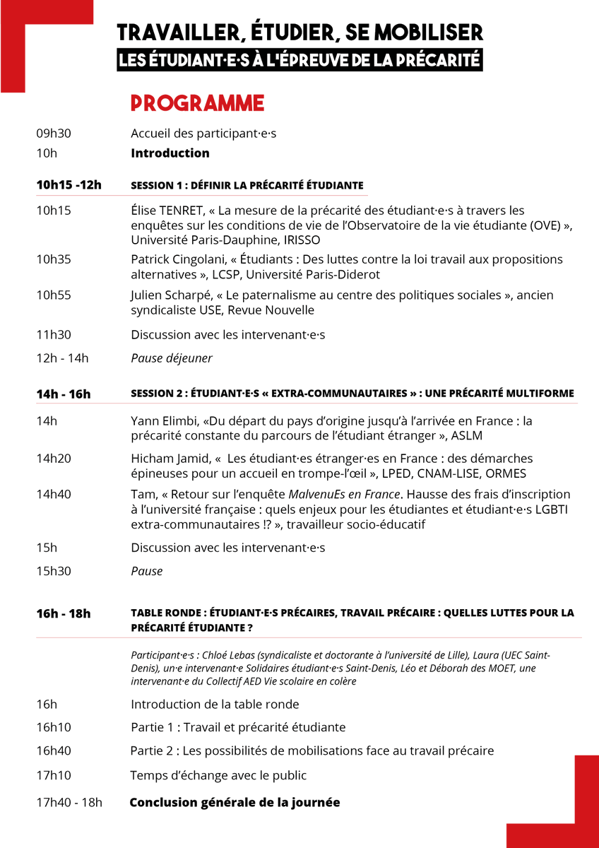 Journée d'étude: travailler, étudier, se mobiliser tweet media