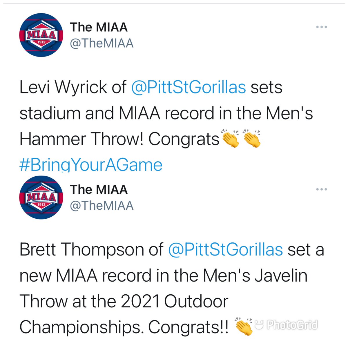 klkcradio's tweet image. Two of the best throwers in the history of @PittStGorillas and @TheMIAA were @SEK_Sports grown in the Tri Valley League. Congratulations @Lwyrick_15 (Caney HS) @BrettThompson5 (Erie HS) @sportsinkansas @kpreps