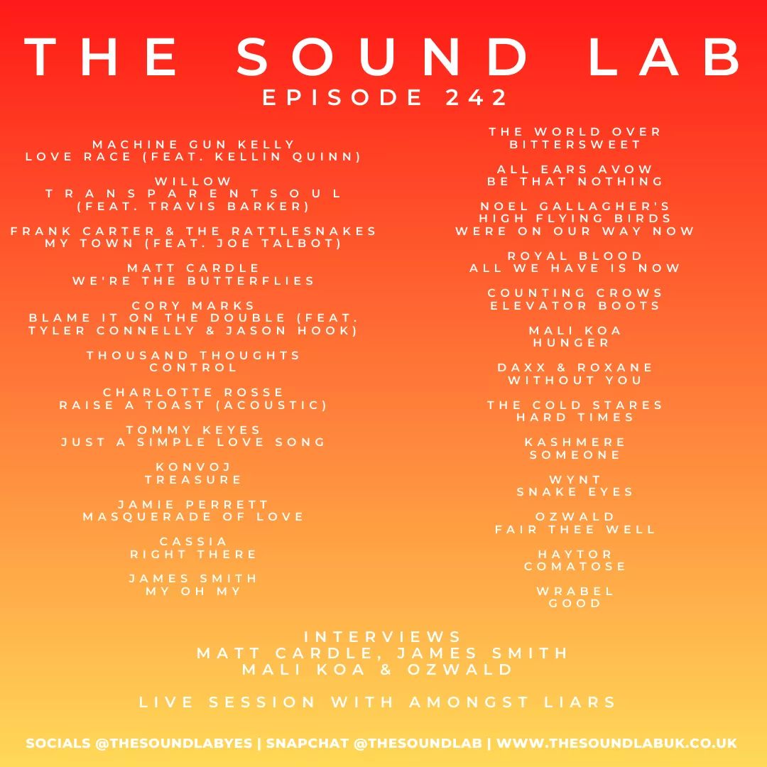 The Sound Lab (@thesoundlabyes) on Twitter photo We have a brand new radio show now available at mixcloud.com/TheSoundLabUK/…
On this weeks show we have interviews from <a href="/MattCardle/">M A T T C A R D L E</a>, <a href="/jamessmithvocal/">James Smith</a>, <a href="/malikoa/">Mali-Koa</a> & <a href="/OZWALDmusic/">ØZWALD</a> plus a live session from Amongst Liars!
Share the love!
#NewMusic #Podcast #NewMusicPodcast We have a brand new radio show now available at mixcloud.com/TheSoundLabUK/…
On this weeks show we have interviews from <a href="/MattCardle/">M A T T C A R D L E</a>, <a href="/jamessmithvocal/">James Smith</a>, <a href="/malikoa/">Mali-Koa</a> & <a href="/OZWALDmusic/">ØZWALD</a> plus a live session from Amongst Liars!
Share the love!
#NewMusic #Podcast #NewMusicPodcast