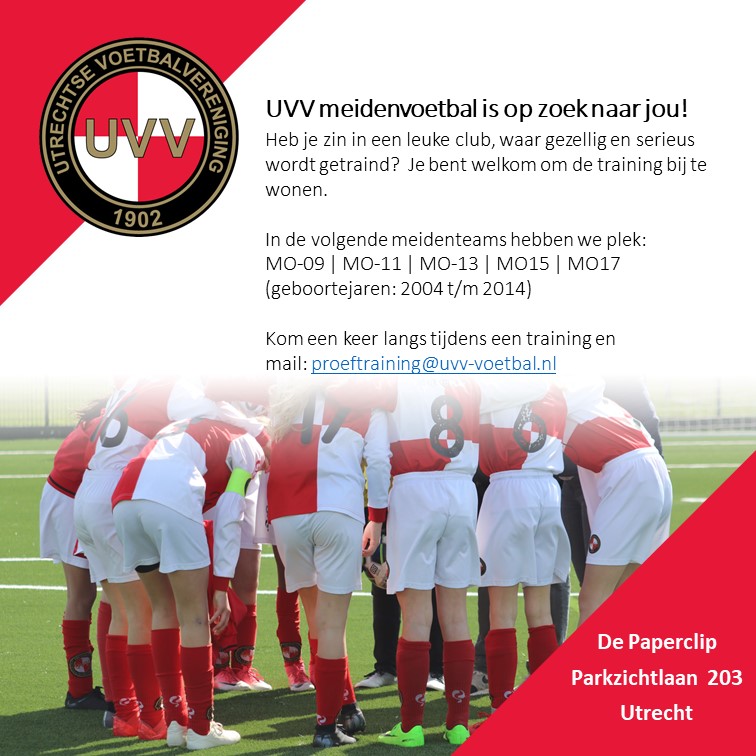 UVV meidenvoetbal op zoek naar talent!