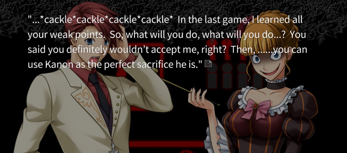 I like to think of this as a test for Battler... he can accept that Kanon's the culprit, without a motive, and give up on the heart, or he can give up on thinking, and thus surrenderit's a double-pronged check of Beato's that he easily gets through, bc he has heart and will.