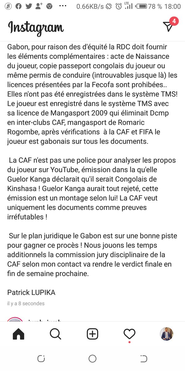 LupikaPatrick's tweet photo. Urgent CAF: LES NOUVELLES NE SONT PAS RASSURANTES POUR LA RDC, DOSSIER GUELOR KANGA @VinceRadureau ,@StanysBujakera @doucetphilippe2 ,@Chris_Oualembo https://t.co/dM2CEprhOR