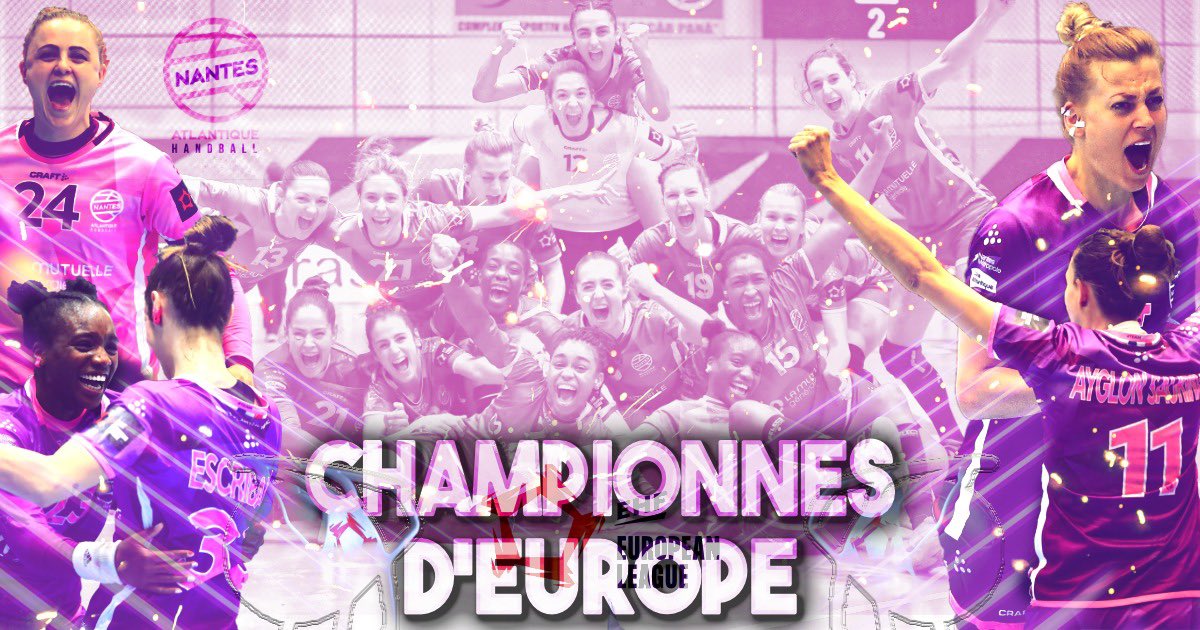 realites's tweet photo. Elles l’ont fait ! Bravo les nantaises du @NAHB_officiel, championne de l’European League ! #ehffinals Toute la #teamrealites est fière de vous supporter ! @ehfel_official #teamsportsrealites #unispourbriller https://t.co/EDlMHcePxj
