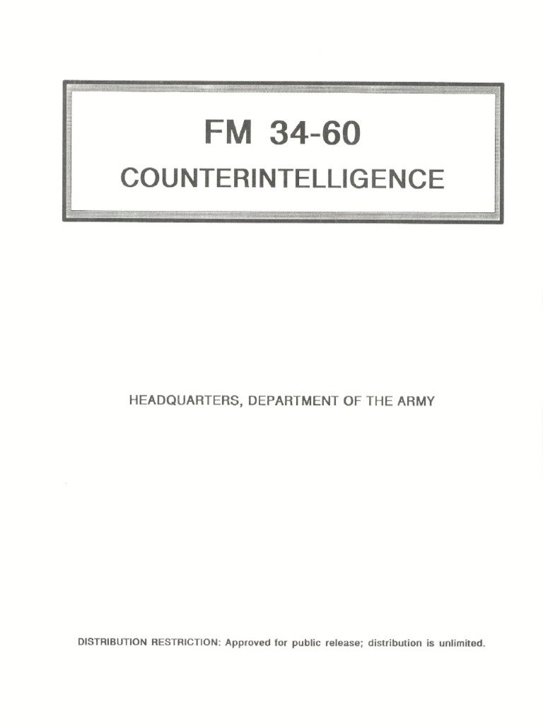 this is a good time to go into what counterintelligence actually is. if we crack open the 'ol Army Field Manual No. 34-60: FM 34-60 Counterintelligence, there's a classic definition that's pretty useful:"Counterintelligence is information gathered and activities conducted to...