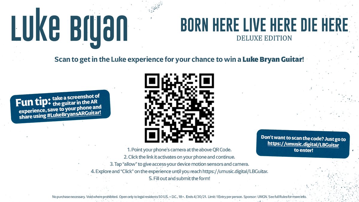 lukebryan's tweet image. If you’ve been through 32 Bridge this month, you may have seen this! 

Scan the code below to enter the experience OR go to umusic.digital/LBGuitar for your chance to win! #LukeBryansARGuitar