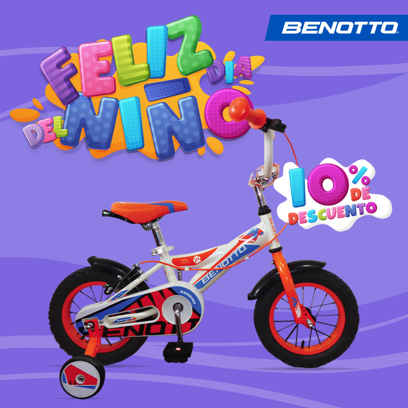 FELIZ DÍA DEL NIÑO CON BENOTTO!
10% de descuento + 6MSI + Envío gratis
En bicicletas de la R10 a la R24
En la foto bicicleta Bambino para niño. 
Compra aquí bit.ly/3nrIapT
*Términos y condiciones benotto.com
#DíaDelNiño #BenottoFans #30Abril