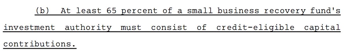 First, if you read the fine print, these funds only have to invest 65% of the investment into eligible small business. This might be why some big businesses support it. (I'll get to that in a bit). (2/8)