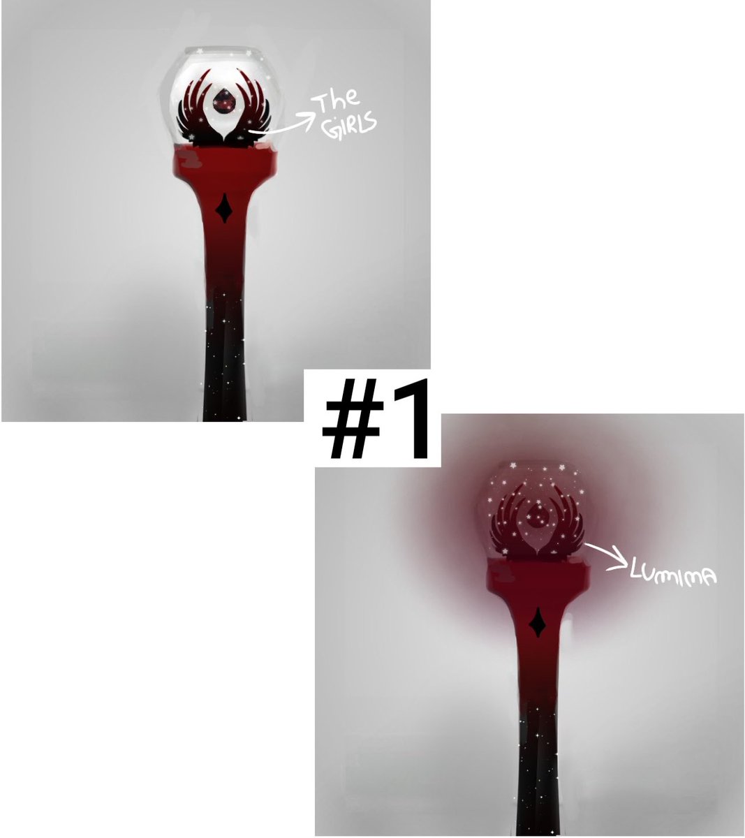 The girls have two lightsticks to choose from! Which one will you take?#1 -  @starlightkubo #2 -  @guinhoI vote  #BLACKSWAN for  #StanWorld  @blackswan_drent  #블랙스완 BS