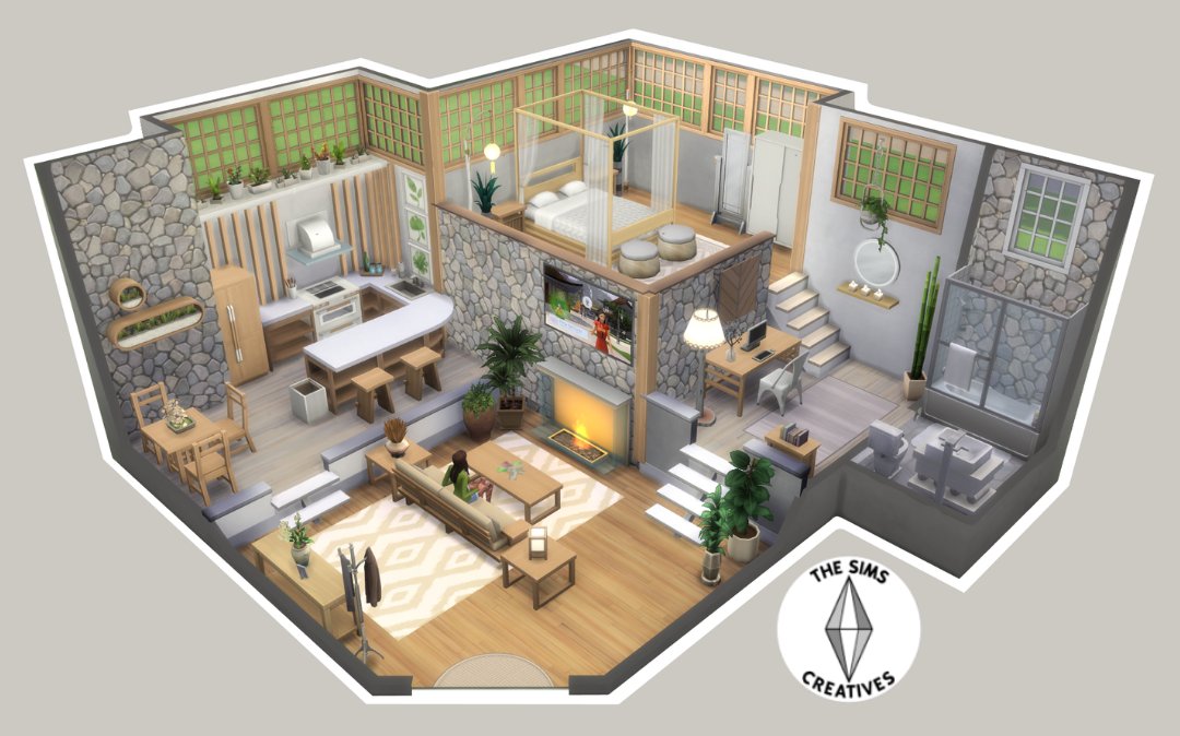 Sims4BuilderTX's tweet photo. Riverstone Loft available on The Gallery! 💚 #thesims #thesims4 #thesims4build https://t.co/rWUnfWrXoW