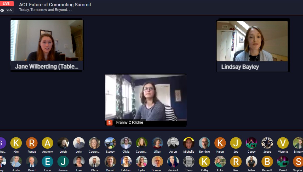 ACTNational's tweet image. Travel behaviors can change in unexpected ways and the pandemic has underscored that. Frances Ritchie, Jane Wilberding, and Lindsay Bayley join us to discuss how the outcome is not always guaranteed and to share how this year has reset their approach to TDM. #FutureofCommuting