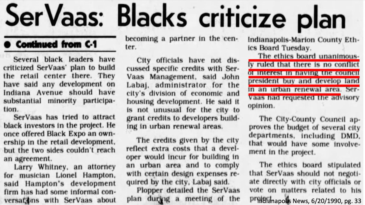 I discussed post-UNIGOV planning inequities with DMD staff yesterday.TL;DR - Our public assembly hall (where the city-county council meets) is named after Beurt SerVaas, who demolished numerous buildings on Indiana Avenue & was associated with South African apartheid propaganda.
