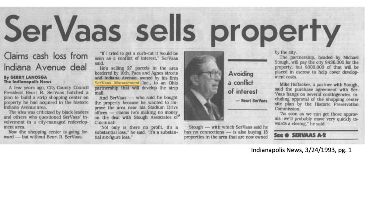 Throughout the 1980s, SerVaas acquired numerous parcels along Indiana Avenue, w/ newspaper accounts as high as up to 27 parcels, mostly on the 800 & 900 blocks of Indiana Avenue. He wanted to redevelop the area as a shopping center. One of his first "mistakes": Sunset Terrace...
