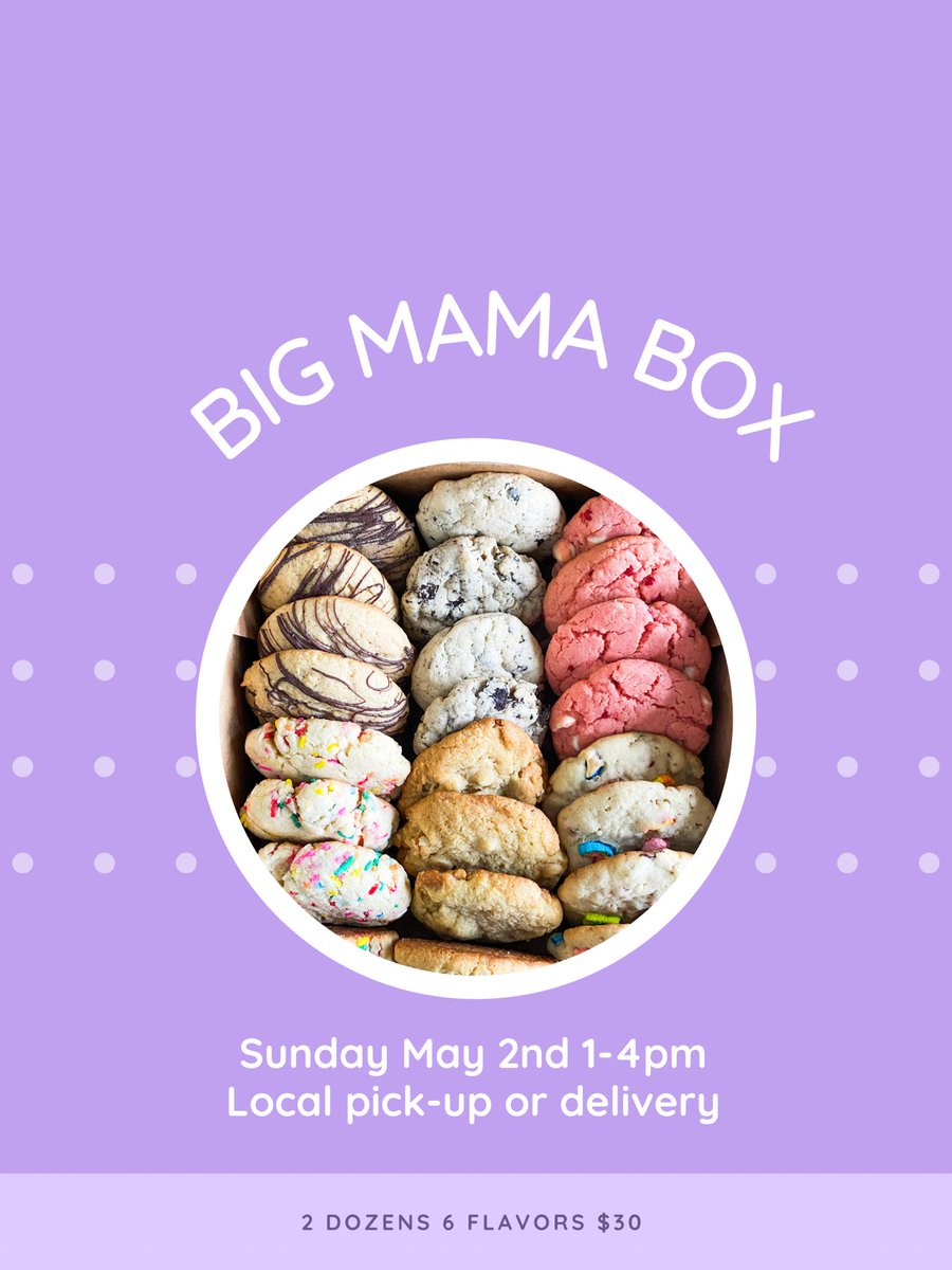 sweetroars's tweet photo. Unable to make our Friday Pop-Up? No worries! We got you! Sunday pick up or delivery, we will have big mama boxes on deck! 

6 flavors 2 dozens $30 

Preorders will close Friday evening. Thank you. 

#bakedgoods #bakedfromscratch #localhomebakery #cookiesofinstagram #shoplocal https://t.co/DpBMCyoHwO