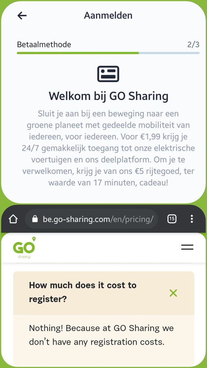 CasperBE's tweet photo. Hoi @gosharingoff welke van de twee is correct? App of website? https://t.co/u6ujRmzw21