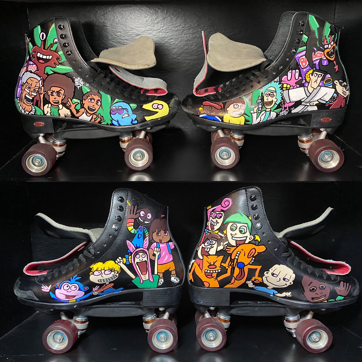  FINALLY DONE! Thank you so much  @okaymaal for trusting me to bring your vision to life! I had so much fun painting these nostalgic skates! Process photos will be in the thread below 