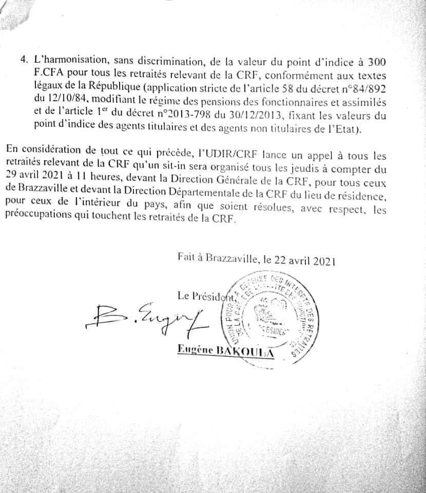brazzanews's tweet photo. 🇨🇬CRF: 36 mois sans pensions . Sit-IN tous les jeudis à partir du 29 /04/2021 des Retraités .#ChezMoiAuCongo https://t.co/xhbBwcBDtI