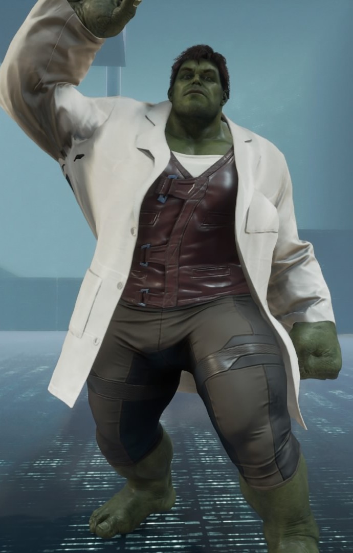 lab coat hulk, the vest is interesting? idk if I like this skin? But hey it's something other than regular Hulk.