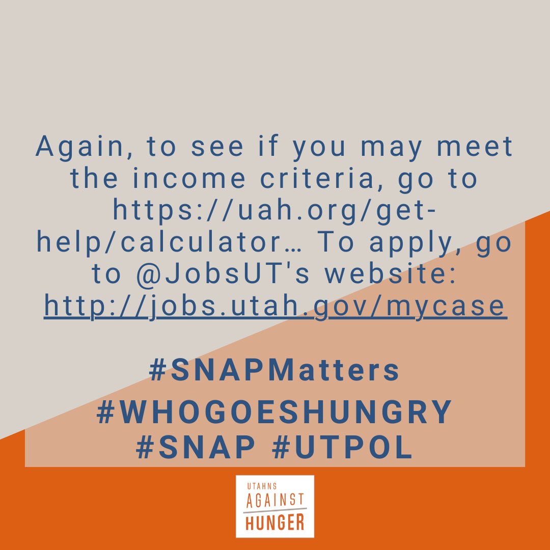 You can apply for SNAP at  @JobsUT's website:  http://jobs.utah.gov/mycase   #SNAPMatters  #utpol