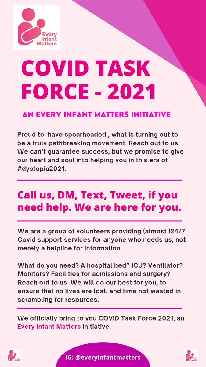 EveryInfMatters's tweet image. EIM COVID Task Force, actively fulfilling urgent needs for helpless patients! Contact us at +91 89572 92094 or DM. 
Spread the word.