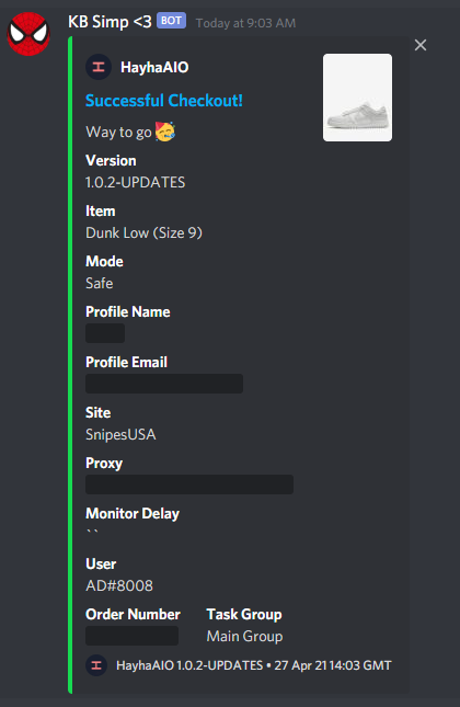 _AD8008's tweet image. Woke up to Dunks on snipes. @HayhaBots 
@SmtProxies