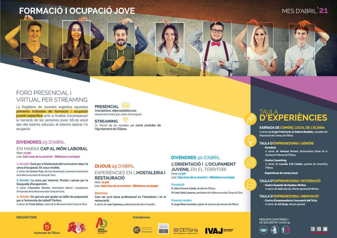 Estaremos participando en el I Encuentro de formación y Empleo Juvenil de l'Eliana <a href="/manccampdeturia/">Manc. Camp de Túria</a> <a href="/Vivaleliana/">Vivaleliana!</a>