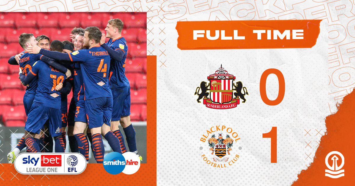 BlackpoolFC's tweet photo. 𝗔 𝗯𝗶𝗴 𝗪. 

Full-Time - in association with @smithshire: 

Sunderland 0 Blackpool 1 

🍊 #UTMP (0-1) https://t.co/He34hJeCgm