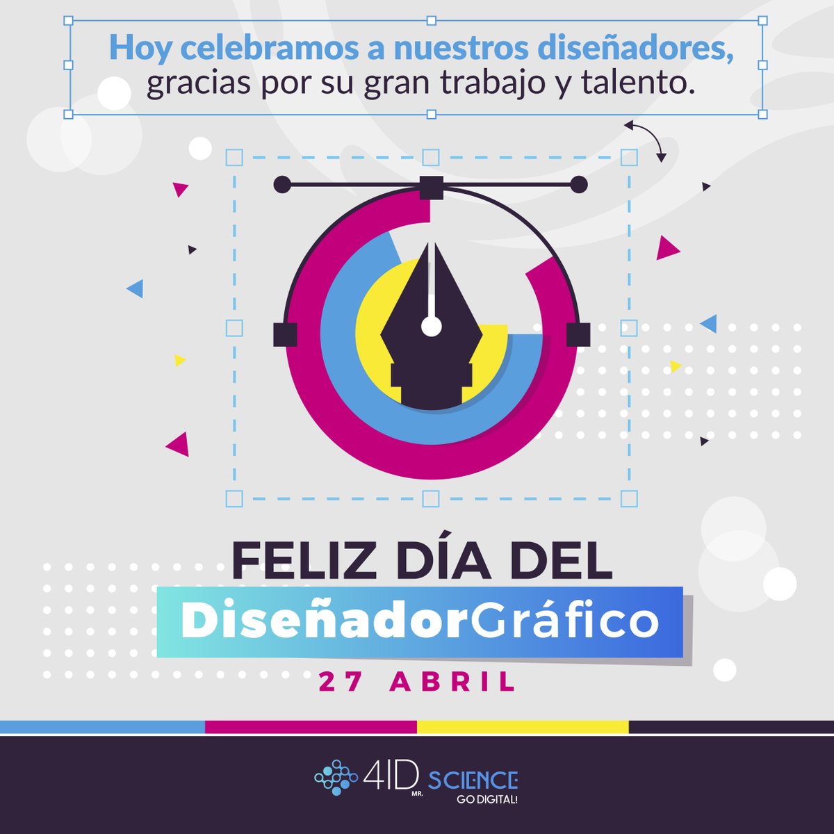 4idScience's tweet photo. Hoy celebramos a todos los diseñadores de nuestro gran equipo de profesionales, que trabajan día a día desde distintas partes del mundo 🌎. 
Gracias por su talento, compromiso y creatividad 💪👏

#4IDScience #Equipo4ID #Díadeldiseñador #DiseñoGráfico #Equipohumano https://t.co/f7pXqFLVAq