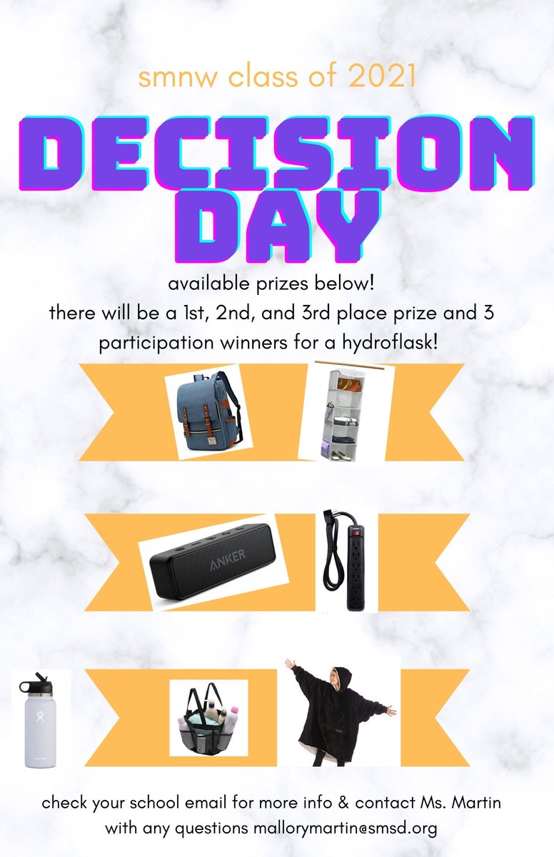 Class of 2021 - get excited!! Your Decision Day celebration is happening THIS Thursday 🎉  you can find more info in your school email!