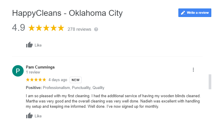 A clean house = less stress. Don't have the time, don't worry! Let us do the cleaning for you. This is just one of our many great reviews.

#cleaningservice #okccleaningservice #maidservice #housecleaning #cleanhouse #happycleans