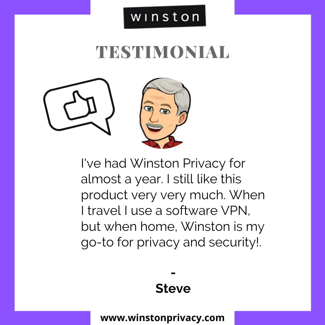 Thanks for being a valued member and the great feedback! 👍 Steve has joined the waitlist for the Winston Rogue privacy app for fast, reliable protection on-the-go. Have you signed up yet? 
loom.ly/8_L0gto

#TestimonialTuesday #dataprivacy #projectrogue #winstonprivacy