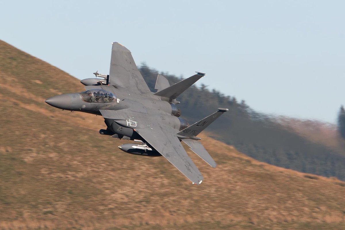 Madhatters F-15E aircrew training low level on a stunning autumn day in the Snowdonian National Park