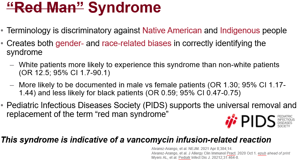 Twitter 上的Meredith Oliver："It's time we update "red man" syndrome ID/AMS pharmacists play a huge role in improving antibiotic allergy documentation. I'm already updating vancomycin slide deck⤵️plan to educate