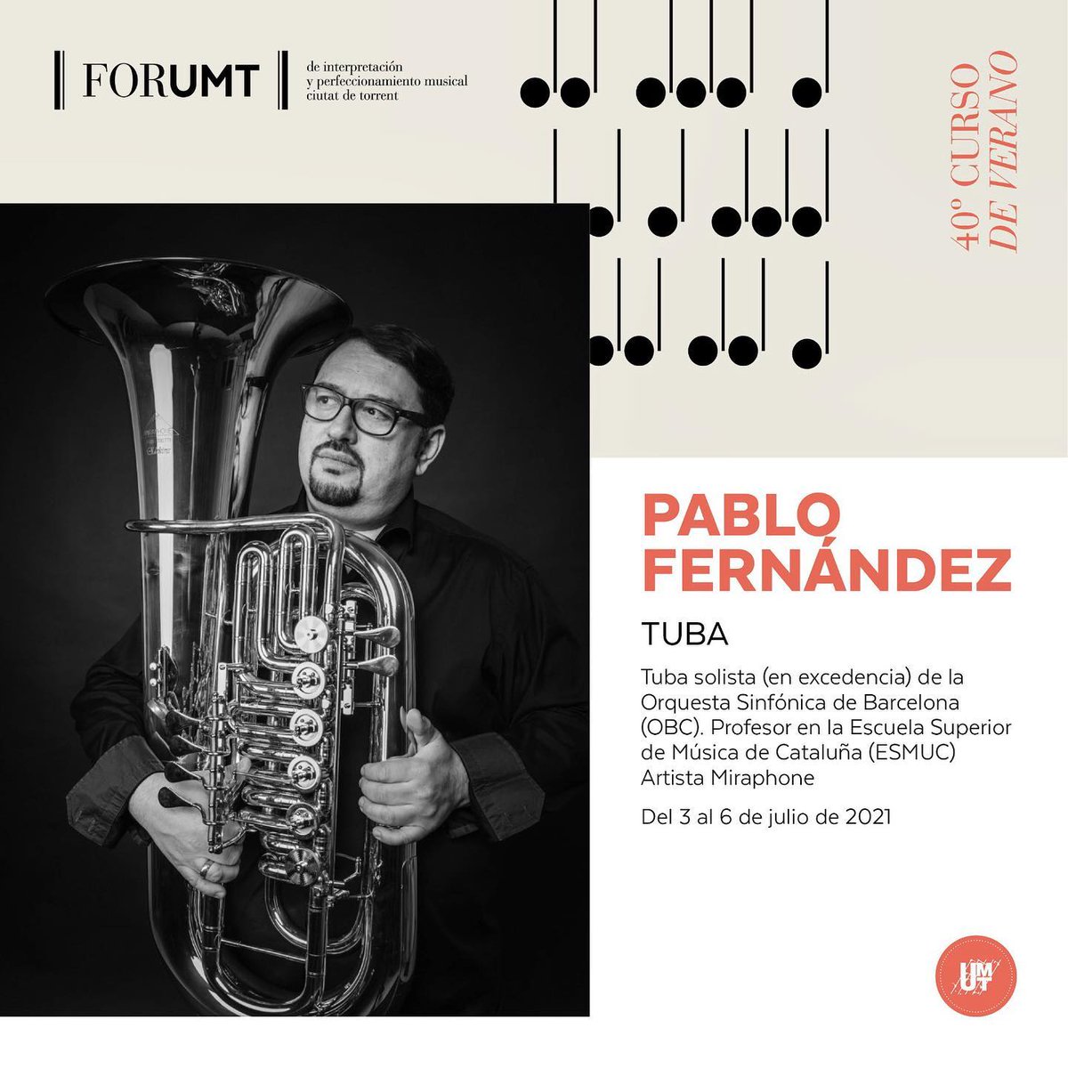 pablotuba25's tweet image. 🔴 ¡Vuelve el "Forumt Ciutat de Torrent"!
Del 3 al 6 de julio impartiré de manera #PRESENCIAL el CURSO de TUBA. 
Si estás interesado/a en participar aquí tienes el link de la inscripción:
uniomusicaltorrent.es/inscripcion-fo…
Nos vemos en Valencia 🎶