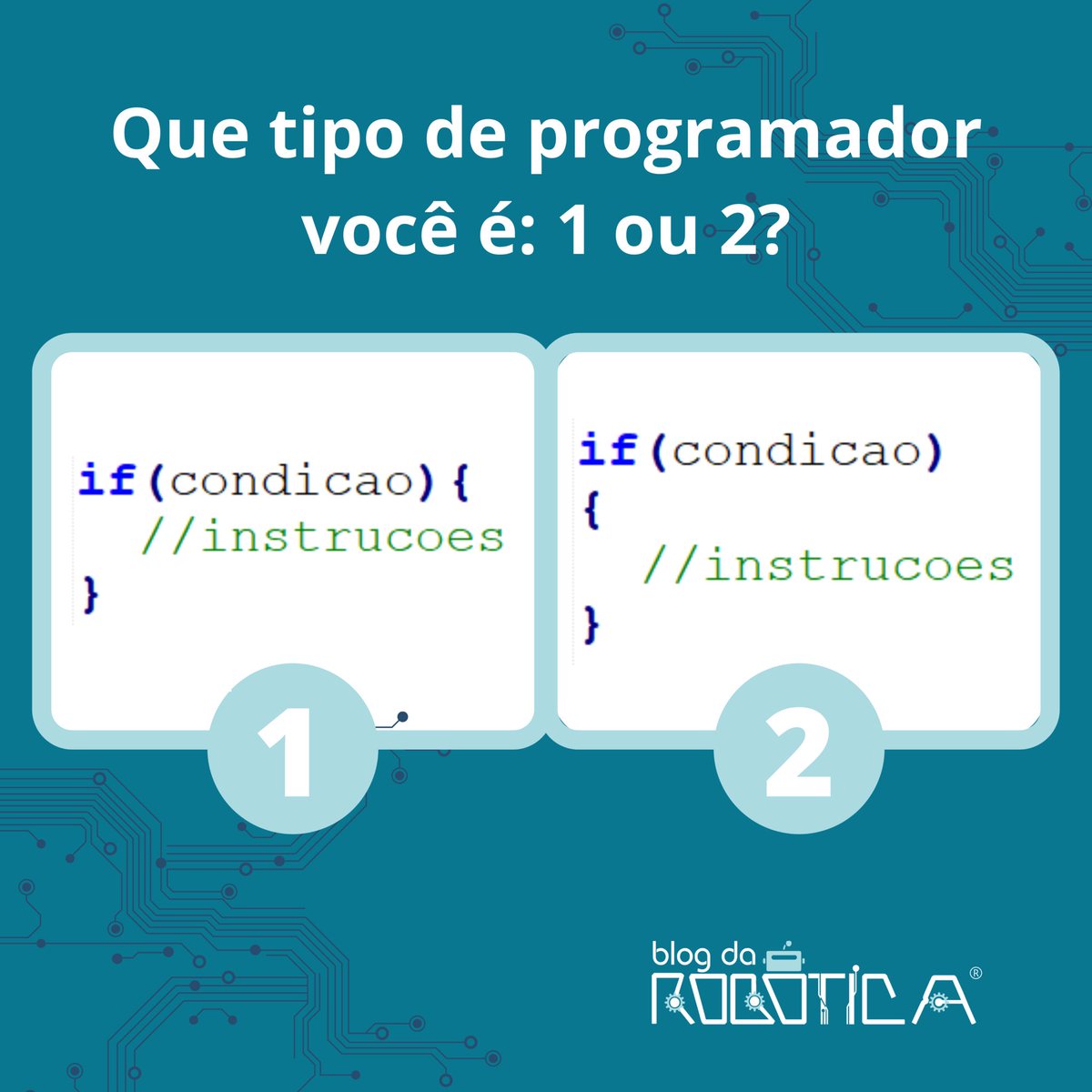BlogDaRobotica's tweet image. 📌E aí, que tipo de programador você é? Comenta aí pra gente ver quem ganha. 😃
#blogdarobotica #casadarobotica #programador #eletronica #maker #arduino #circuito #c++ #robotica #c #pic #programacao