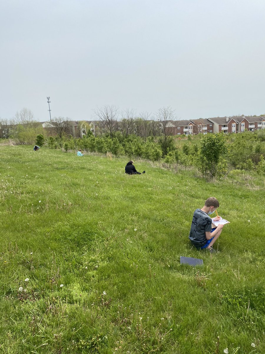 Place-Based Day (my fav)!! We are planning on establishing a prairie behind SMS and today students collected data on current wildlife and plant biodiversity behind our school. Will compare data with plant and wildlife diversity of a native prairie. <a href="/Szydlowskim/">Mike Szydlowski</a> @smssciteacher